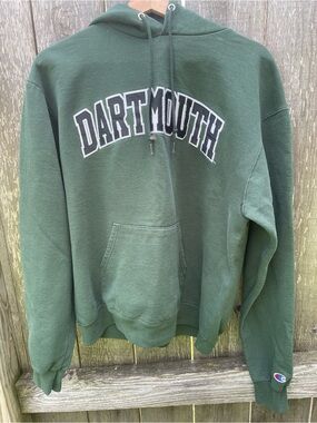 Champion Dartmouth Green Pullover Hoodie with White Arch Logo